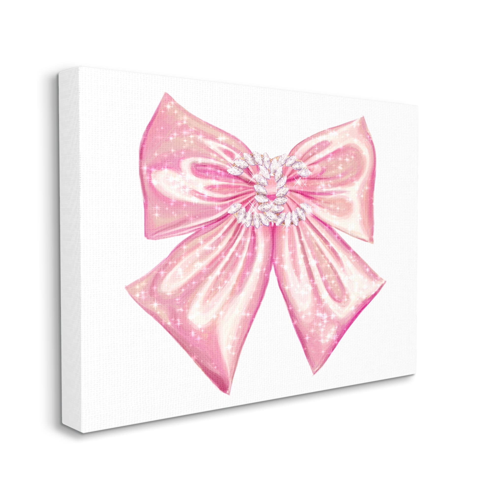 Stupell Industries Glam Diamond Glimmer Pink Fashion Design Bow Canvas Wall Art, 30 x 24, Design by Ziwei Li