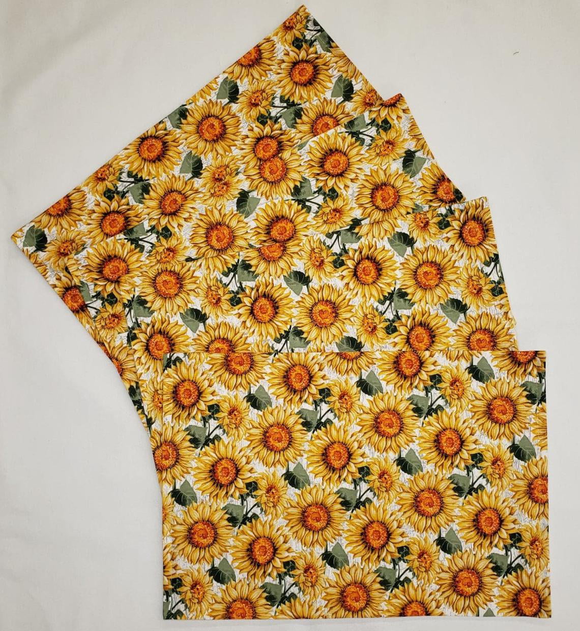 12" x 18" SUNFLOWER by BH SET of 4 Kitchen Vinyl with Foam Back Placemats, 