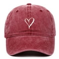 thumbnail image 1 of WEIYLL Womens Men Baseball Cap New Fashionable Heart Embroidered Pure Washed Red Casual Visors Hat One Size, 1 of 2