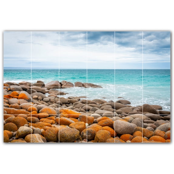 Picture-Tiles.com: Rocks Ceramic Tile Wall Mural WAL500930-64S. 25.5"W x 17"H using (24) 4.25" x 4.25" Ceramic Tiles-Satin Finish