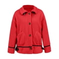 thumbnail image 5 of Plus Size Fleece Jackets for Womens Winter Warm Fashion Casual Solid Round Neck Pocket Hem Slit LooseTop Long Sleeve Parkas, 5 of 9