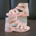 thumbnail image 6 of Luxalzxs Little Girls Bow Gladiator Sandals Toddler Strappy Open Toe Sandals Summer Flats Shoes with High Back Zipper, Big Girls Non Slip Soft Sole Princress Shoes Dress Flats, 6 of 8