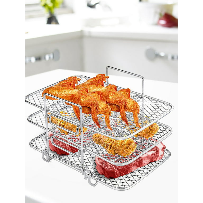1 Set 430 Stainless Steel Air Fryer Rack With 4 Roast Meat Picks, Grill Air  Fryer Accessories, Cooking Rack For Oven Microwave Baking, Kitchen Accesso