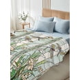 thumbnail image 4 of Full Size Flat Sheet Only, Dark Green Grass Soft Brushed Microfiber Bed Sheets, Flower Dragonfly Retro Pastoral Rustic Hotel Quality Breathable Bedding Top Sheet, Easy Care, 81"x96", 4 of 9