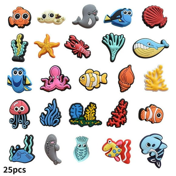 25pcs Cartoon Finding Nemo Shoe Charms Decoration For Diy Croc Clog Sandals Accessories