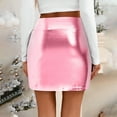 thumbnail image 5 of adviicd Womens Metallic Sexy Shiny Stretchy Short Pencil Party Skirt Pink, M, 5 of 8