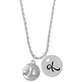 thumbnail image 1 of Delight Jewelry Silvertone Happy Moon Silvertone Script Initial Disc - K - Charm Necklace, 20"+3", 1 of 4