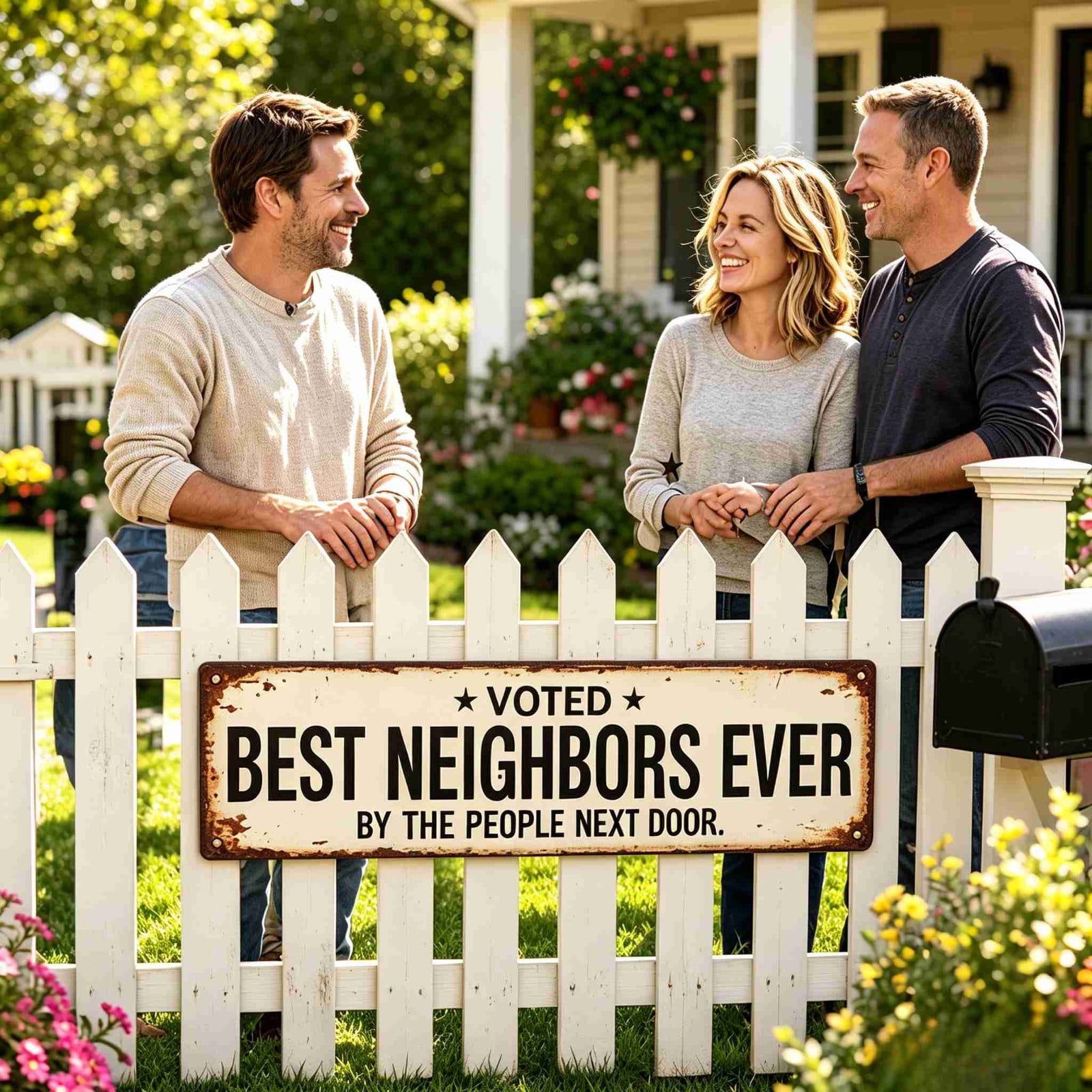 Neighbor Garden Sign Metal Outdoor Yard Stake Weatherproof Decorative Plaque for Garden Porch Friendship Gift Housewarming