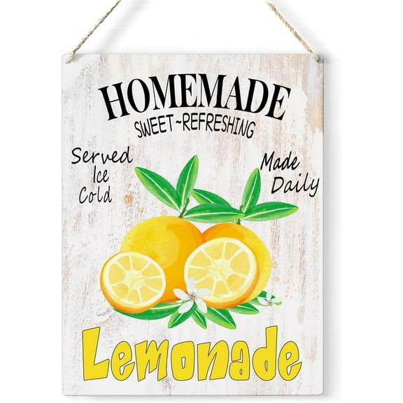 Kitchen Lemon Wood Sign Homemade Lemonade Wooden Signs Rustic Summer Hanging Plaque Home Wall Art 8x10 Sign Wall Decor for Home Kitchen