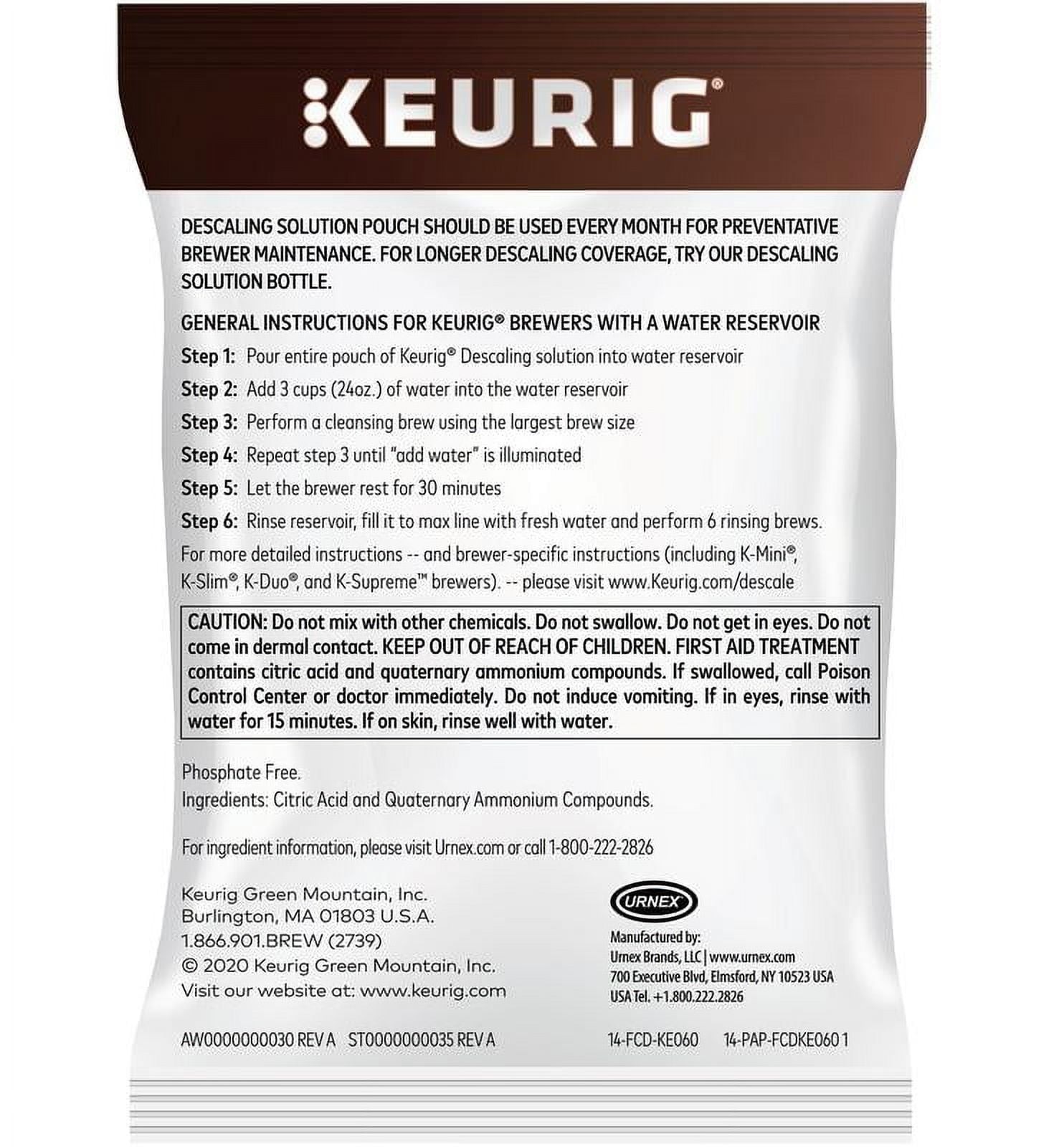 Keurig descaling top solution directions