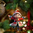 thumbnail image 3 of Acrylic Dwarf Christmas Tree Pendant Cute Dwarf Flat Print Chinese Doll Pendant, 3 of 6
