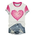 thumbnail image 5 of GaThRRgYP Womens Floral Tops for $5 Tops,Women Valentine's Day Love Printed Casual Printed Round Neck Top Pink XXL, 5 of 5