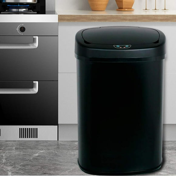 Poubelle de Cuisine 13 Gallons Poubelle Automatique à Capteur Bac à Déchets Sans Contact Poubelle en Acier Inoxydable avec Couvercle pour Maison Salle de Bain Bureau, Noir