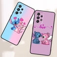 thumbnail image 4 of Disney Stitch Angel Love para Samsung, funda negra para teléfono Samsung A53, A52, A33, A32, A51, A71, A21S, A13, A73, A50, A22, A23, A03, A72, A54, A12, 5G, 4 of 5