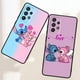 thumbnail image 4 of Disney Stitch Angel Love para Samsung, funda negra para teléfono Samsung A53, A52, A33, A32, A51, A71, A21S, A13, A73, A50, A22, A23, A03, A72, A54, A12, 5G, 4 of 5