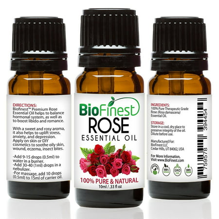 Biofinest Rose Essential Oil - 100% Pure Organic Therapeutic Grade - Best for Aromatherapy, Mood Relaxing, Hormonal Balance, Ease Headache Cramp Cold Wrinkles Acne Stretch Mark - FREE E-Book (Best Natural Oils For Stretch Marks)