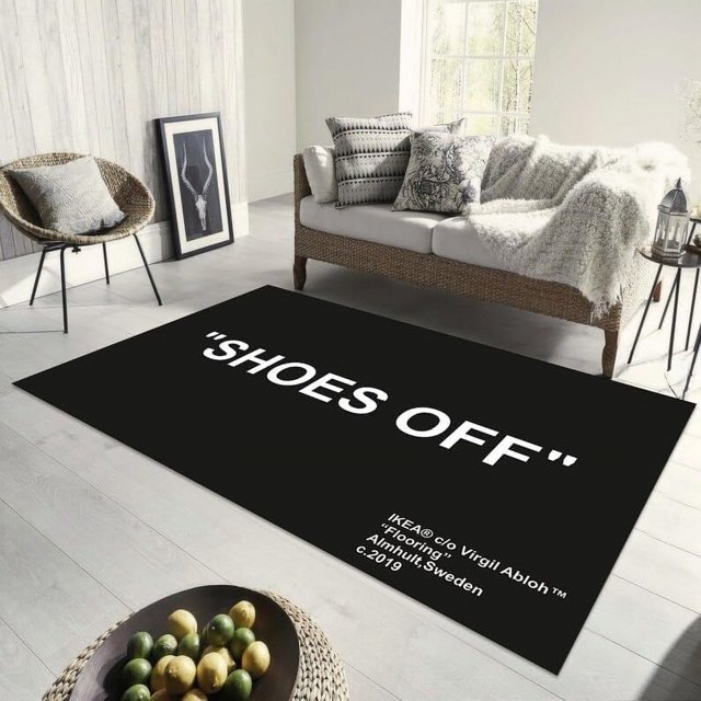 WFORT 193.5 (55'x82')=140x200cm - Black Shoes Off Rug, Sneakers Area Rug, Dressing Room Carpet, Laundry Room Rug, Personalized Gift