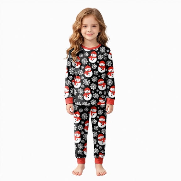 KPVEVIQ Girls Boys Christmas Pajamas Set Sleepwear Xmas Pjs Toddler Graphic Long Sleeve Jammies Kids Holiday Sleepwear,8-9 Y