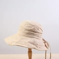 thumbnail image 5 of CoCopeaunts Wide Brim Bucket Hat Ladies Summer Sun Hat for Women Girls Travel Beach Casual Banquet Fisherman Hat Bow Drawstring, 5 of 8