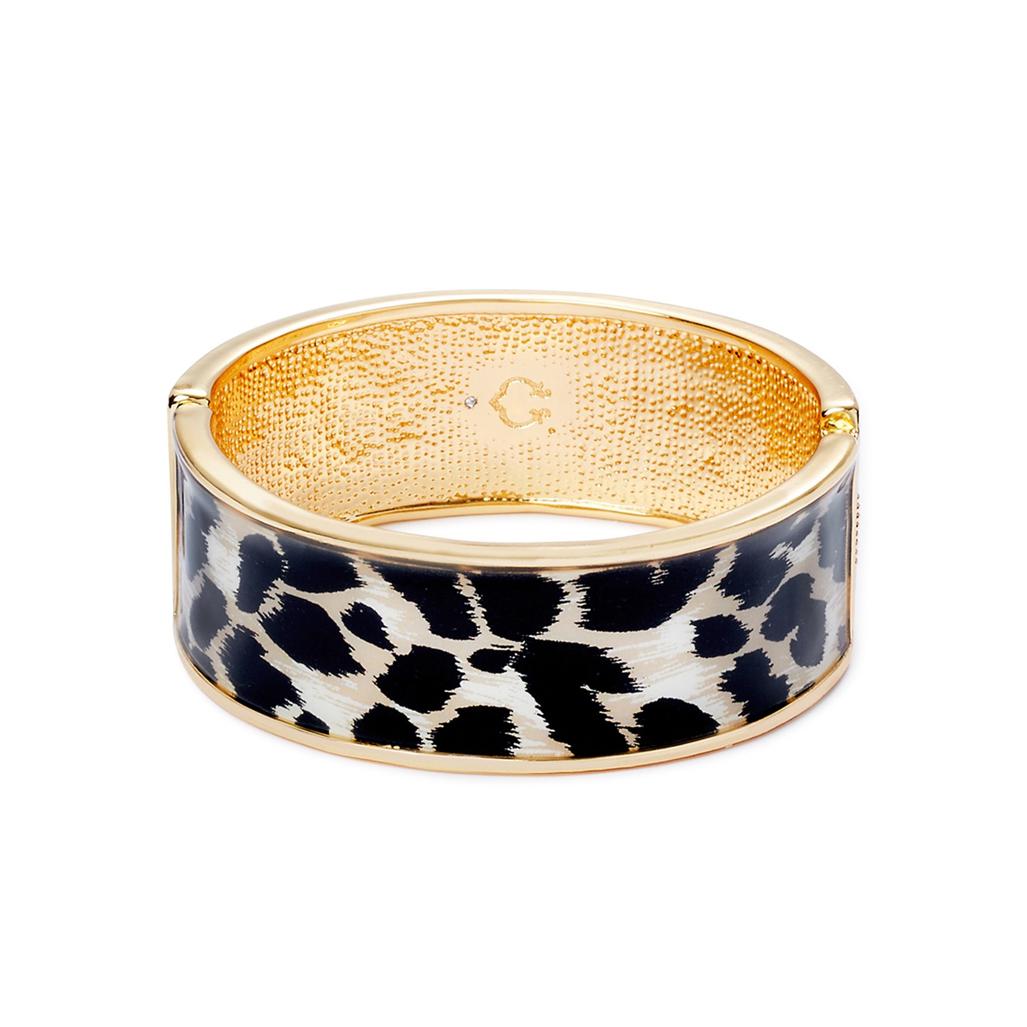 C Wonder Women's Black and White Animal Printed Hinge Bangle Bracelet