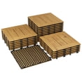 thumbnail image 2 of EuKer Acacia Wood Deck Tiles, 22 Pack Interlocking Floor Tiles with Non-Slip for Outdoor & Indoor Use, Yellow, 2 of 7