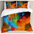 thumbnail image 1 of Colorful Duvet Cover Set King Size, Watercolor Style Brush Strokes Composition Abstract Arrangement Modern Art Design, 3 Piece Bedding Set with 2 Pillow Shams, Multicolor, by Ambesonne, 1 of 3