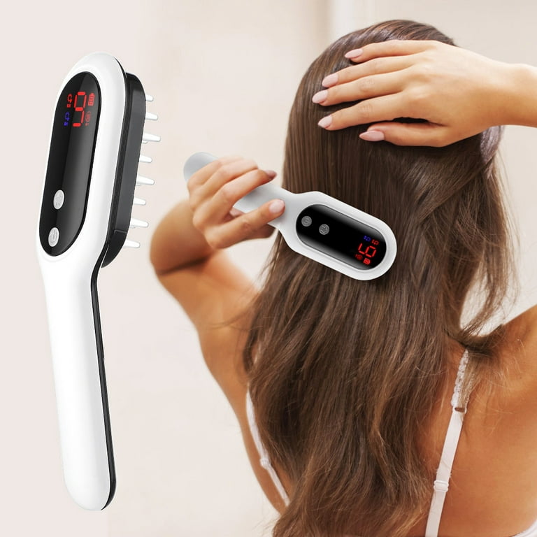 Home Use Electric Massage Comb, Red Blue Light Vibration Head