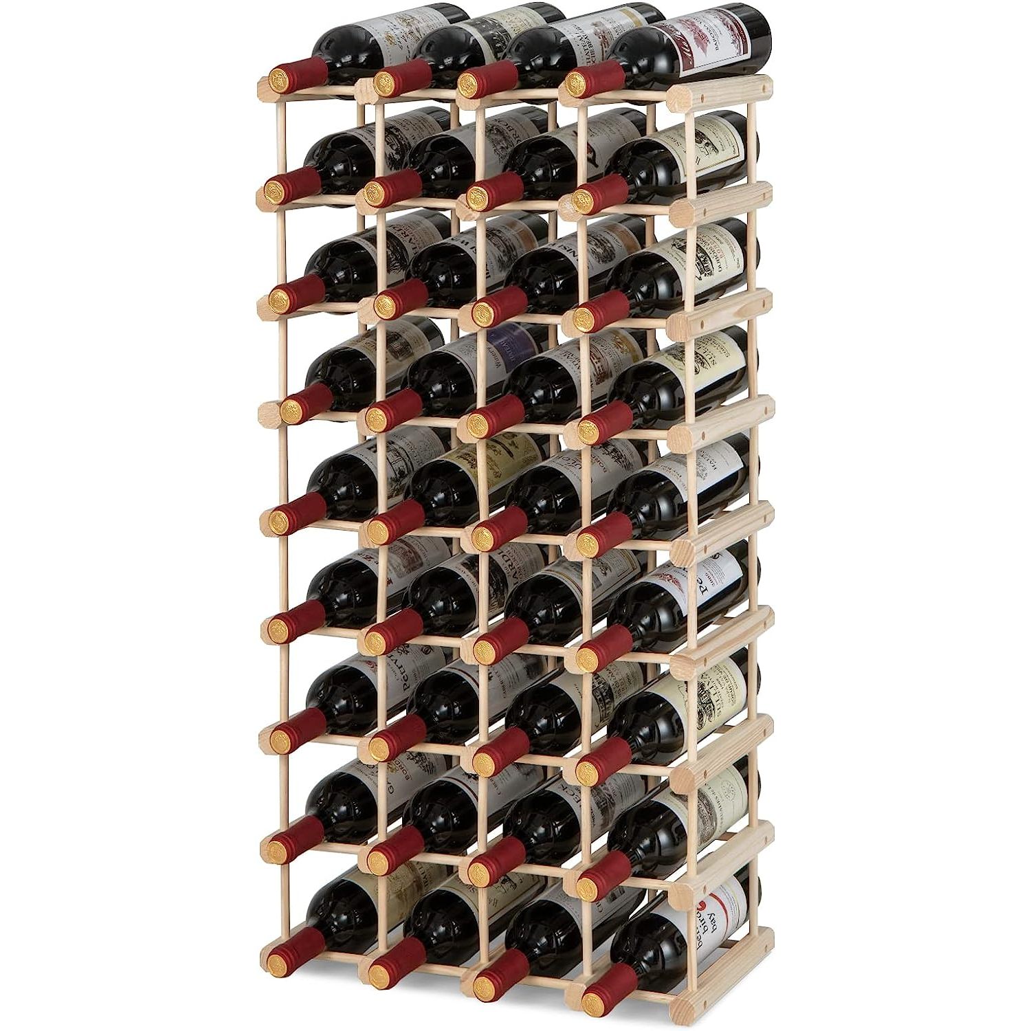 HElectQRIN 36Bottle Wine Rack Freestanding Floor Wooden 5Tier