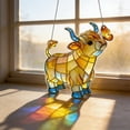 thumbnail image 3 of LiUMX 2D Acrylic Cattle Suncatcher with Chain, 20cm Stained Glass Style Light Filtering Hanging Ornament for Window Indoor Outdoor Decoration, 3 of 4