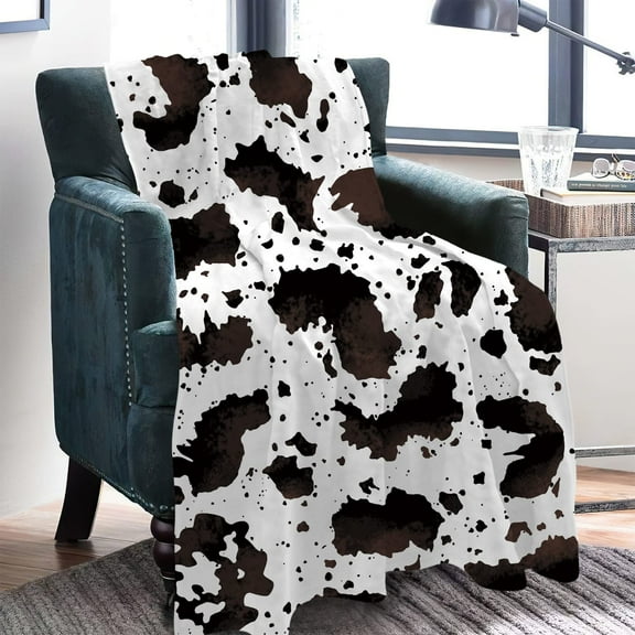 Gresahom Cow Print Blanket Black and White, Throw Blanket for Couch Bed, Lightweight Soft Cozy Flannel Fleece Push Blanket for Kids Adults Women, Gifts Blanket for Toddler Teen Girls(30"x40")