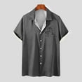 thumbnail image 5 of WREESH Men's Button Down Shirts Fashion Comfortable Printed Short Sleeve Turndown Collar Shirts Trendy Casual Tops Dark Gray, 5 of 5