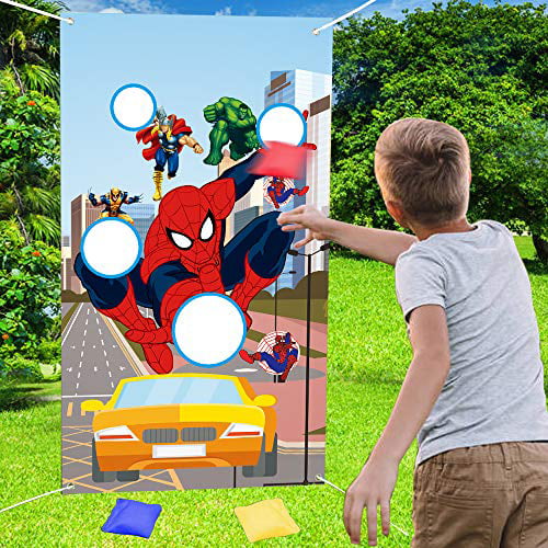Indoor Outdoor Game Party Supplies for Kids in Family Games,Birthday Party,Carnival Games xigua Flowers Roses Cactus Toss Games Banner with 6 Bean Bags