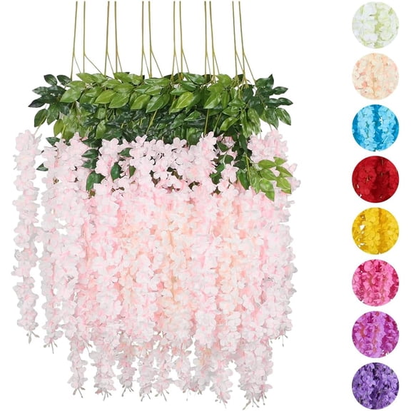 Flores Artificiales De Decoracion Glicina Colgantes De Wisteria para Jardín Exterior Hogar Fiesta Boda Plantas Artificiales Decorativas Flores Artificiales Realistas (Lila 12 Piezas)