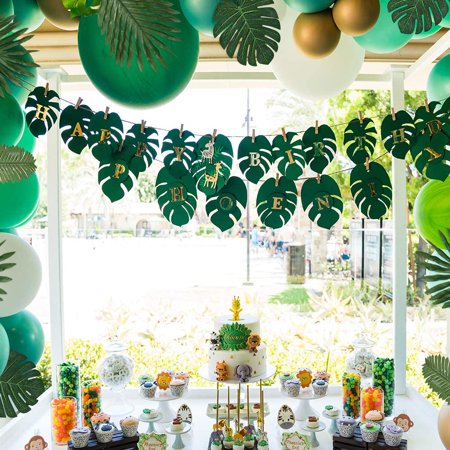 84 Pieces Tropical Leaf With Jungle Leaf Monstera Leaves Safari Leaf For Hawaiian Luau Party Jungle Beach Table Leave Decoration Walmart Canada