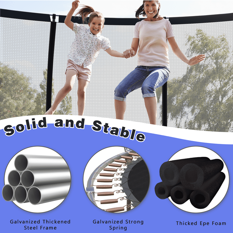 Richryce 12 FT Trampoline for Kids Adults with Safety Enclosure Net and Ladder Outdoor Fitness Trampoline for Family Easy Assembly