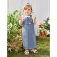 thumbnail image 4 of Baby Girl Basic Casual Denim Skirt With Cute Bear Embroidery, Adjustable Button Suspenders, 4 of 4