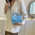 thumbnail image 2 of Bolso de mujer Bolso de fieltro elegante Bolso bandolera con solapa informal (Azul), 2 of 3