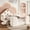 Beige + Natural +Twi, variant on Twin House Shaped Upholstered Floor Bed for Kids, Low Playhouse Bed with Safety Side Rails, Solid Children Bed Frame with Slats, Soft Teddy Fleece Crib Alternative for Toddlers, White & Pink