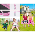 thumbnail image 4 of VIBESPARK 700lbs Swing Sets for Backyard, 6 in 1 Multifunction Swingset Outdoor for Kids Playground, Larger Outside Playset with 3 Adjustable Swings, Climbing Ladder and Net, Basketball Hoop, Pink, 4 of 7