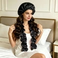 thumbnail image 2 of No Sleep Bonnet 13.78 Inch, Heatless Curl Satin Bonnet for Sleeping with Long Ribbons for Braids Long Hair Twist Locs Natural Hair Overnight Nighttime, Hair Care, Black, 2 of 4