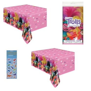 Unique Trolls Birthday Party Supplies Bundle, 2 Plastic Table Covers 54" x 84"