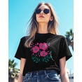 thumbnail image 3 of Cartoon Flower Leaves Womens Tshirt Graphic Tees Cotton Crew Neck T-Shirts, Casual Short Sleeve Shirts for Women Teen Girl Watercolor Floral, 3 of 3