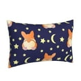 thumbnail image 2 of Naloa Corgi Lying With Moons And Stars Pillowcase, Throw Pillowcase, Wrinkle-Free, Stain-Resistant with Hidden Zipper for Bedroom Sofa - 20"x30", 2 of 9