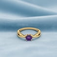 thumbnail image 4 of 0.50 Ctw Round Amethyst Solitaire 925 Sterling SIlver Gold Vermeil Split Shank Valentines Day Gifts Ring, 4 of 6