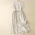 thumbnail image 4 of Wowcloth Flowy Dress for Women Solid Color Elastic Waisted Comfort Classic Mini Dresses Loose Beach Cotton Linen Sundress, 4 of 5
