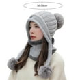 thumbnail image 5 of 2Pcs/Set Womens Winter Knit Beanie Hat and Scarf Set Girls Cute Slouchy Thick Fleece Lined Ski Hat Warm Skull Cap with Pom, 5 of 8