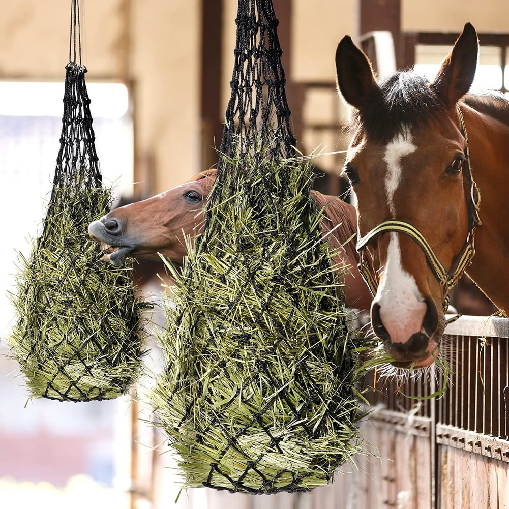 Braided Rope Slow Feed Hay Feeder 2 X 2 Inch Holes Large Capacity Portable Hanging Hay Net Bags