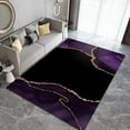 thumbnail image 2 of Modern Black Purple Gold Marble Texture Art Area Rugs, Luxury Abstract Living Room Carpets, Washable Non-Slip Low Pile Floor Mat For Bedroom Kitchen Entryway Hallway Kitchen 5x7ft, 2 of 6