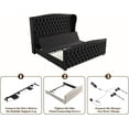 thumbnail image 3 of Amerlife King Size Bed Frame with 51" Velvet Upholstered Headboard, Adjustable Dual Motor, Black, 3 of 9