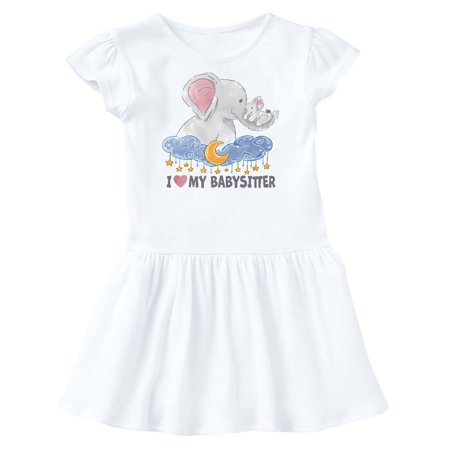 

Inktastic I Love My Babysitter Elephant Family Gift Toddler Girl Dress